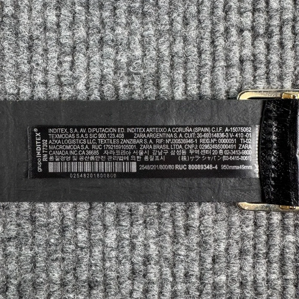 NWT Zara Leather Belt Women Size 80 US 30 UK 30 Black Croc Embossed Gold Buckle